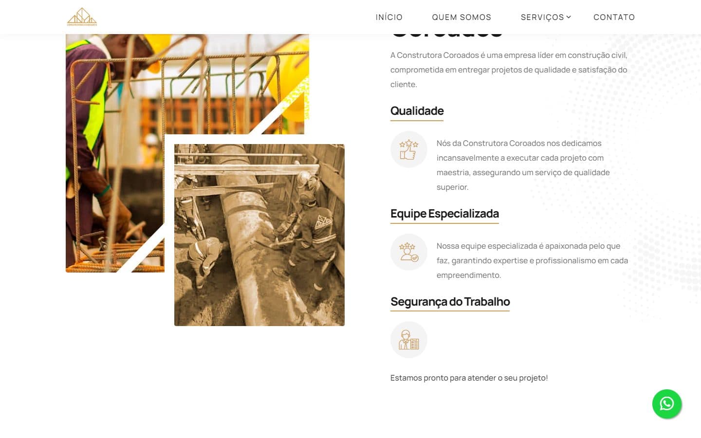 Seção sobre a Construtora Coroados