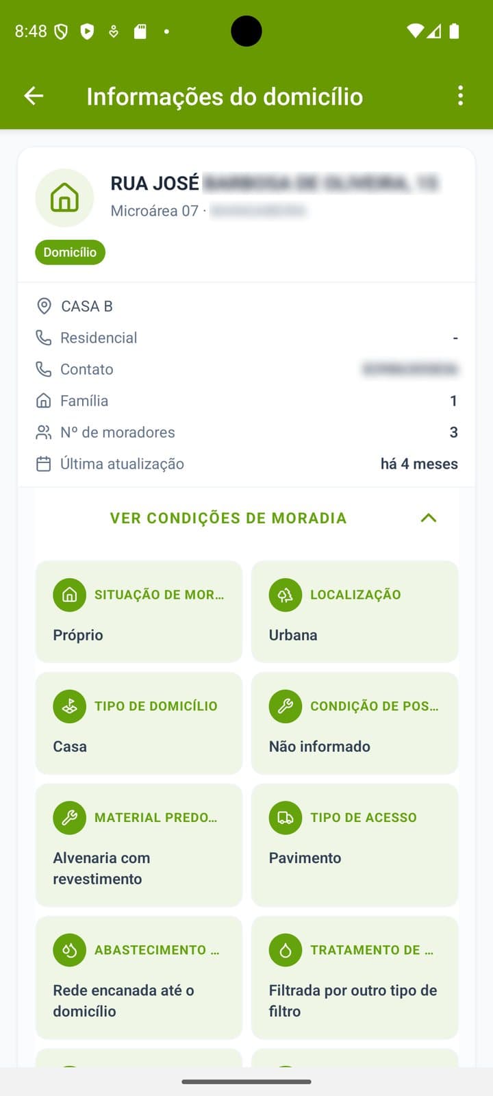 Informações do domicílio e condições de moradia
