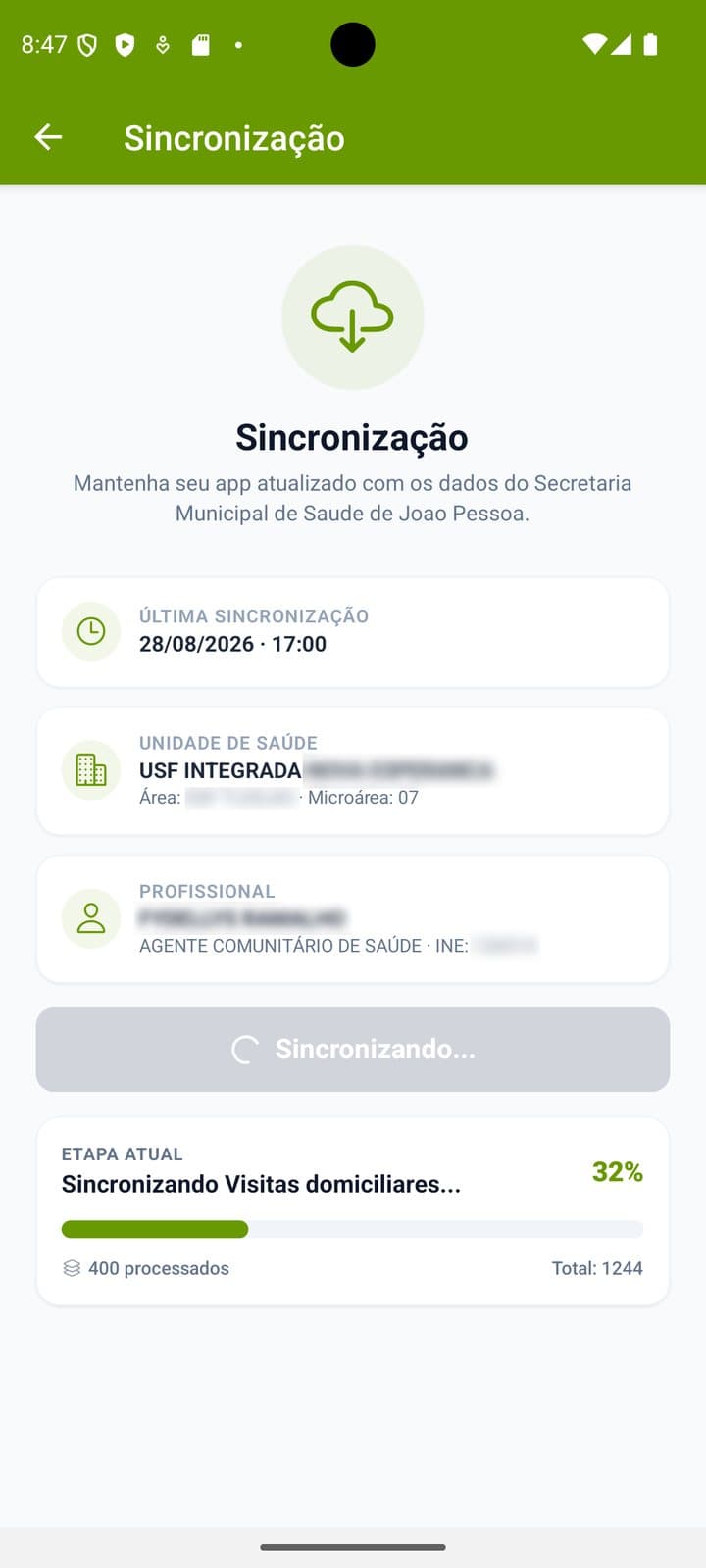 Sincronização com o sistema central