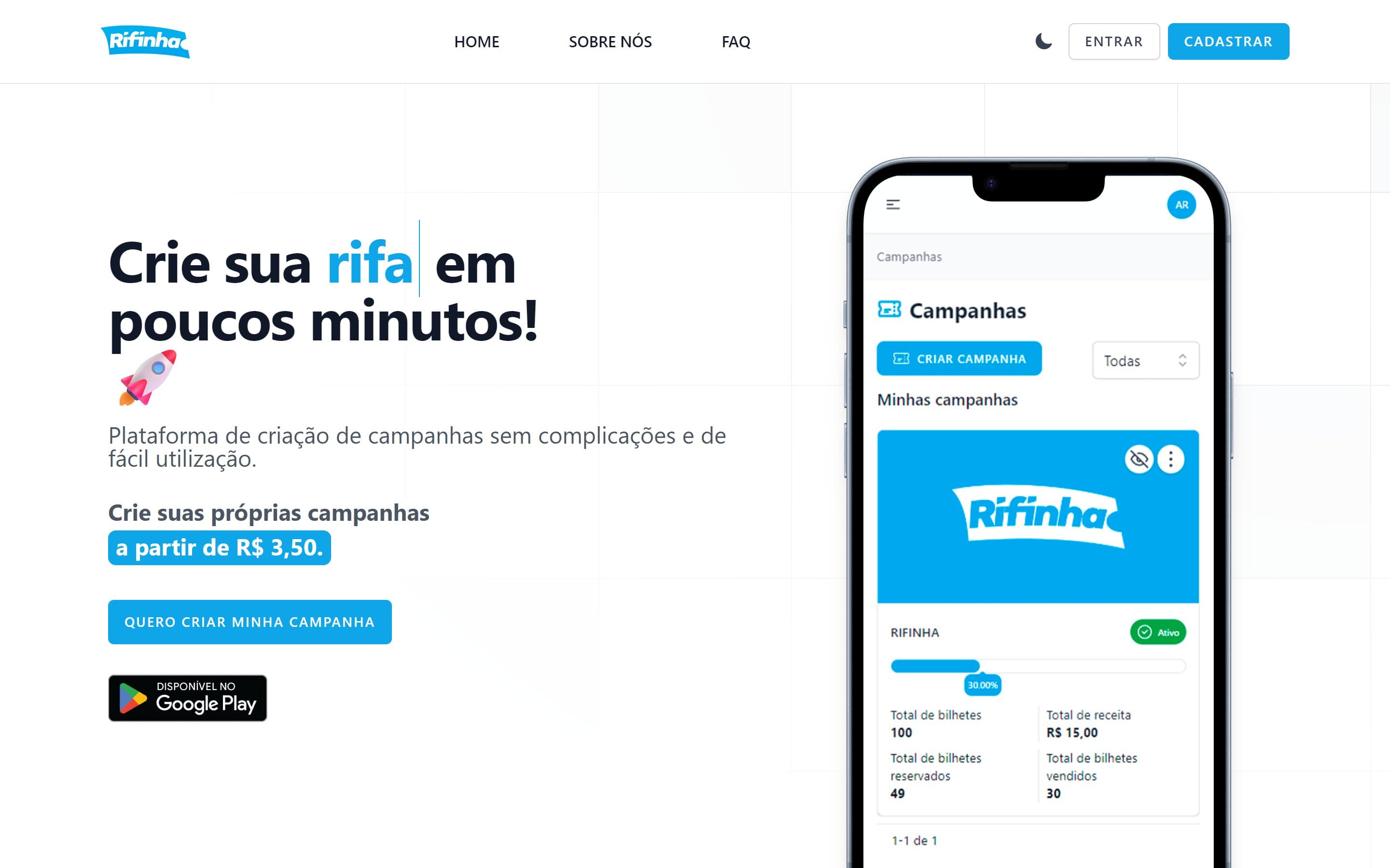 Página inicial do Rifinha